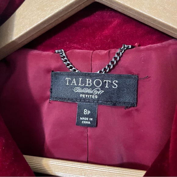 Talbots Maroon Velour Button Blazer Jacket Coat - Women’s 8 Petite - Picture 4 of 10